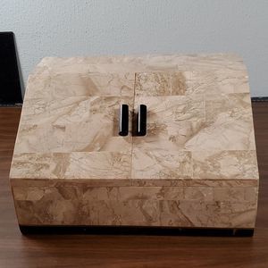 Renoir Designs LARGE Tessellated Stone Angled Front Jewelry Trinket Box Organizr